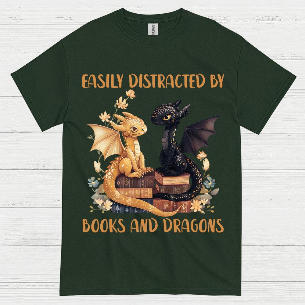 Easily Distracted By Books And Dragons T Shirt