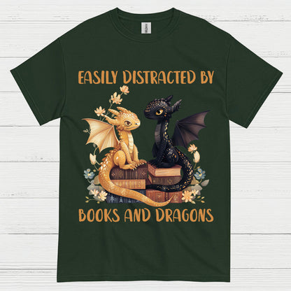 Easily Distracted By Books And Dragons T Shirt