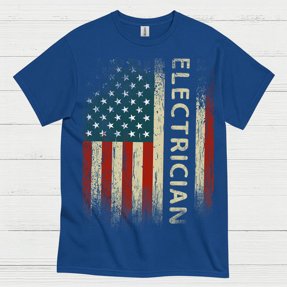 Electrician American Flag T Shirt