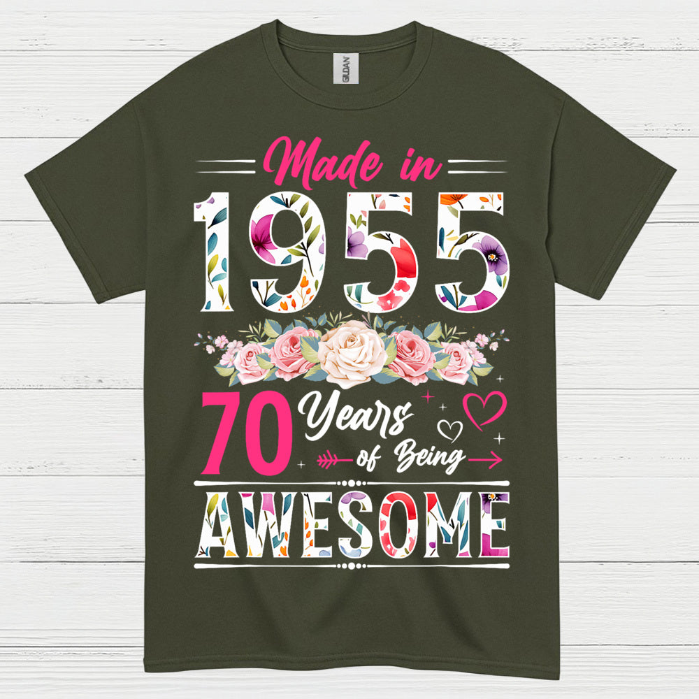 Made in 1955 70 Years Awesome T Shirt