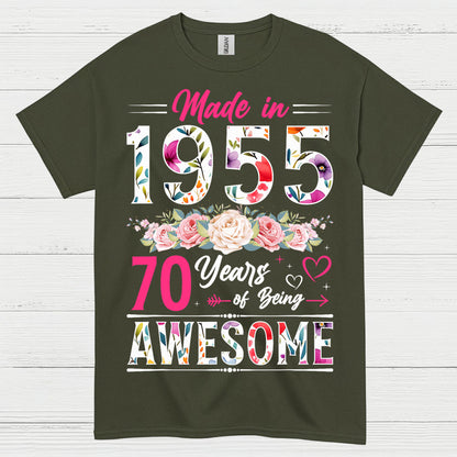 Made in 1955 70 Years Awesome T Shirt