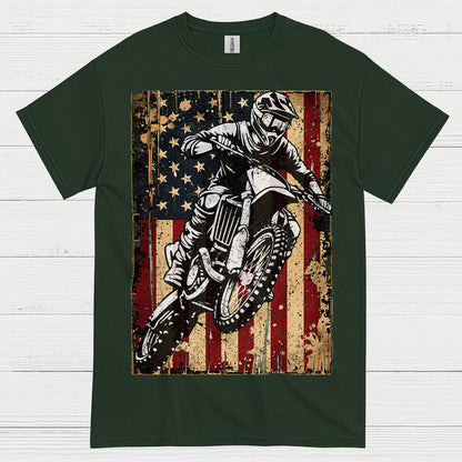 American Flag Motocross Rider Vintage T Shirt