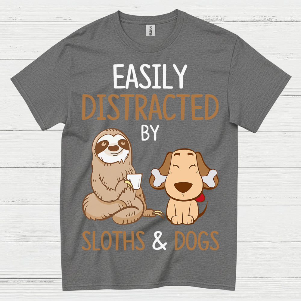Easily Distracted Sloths And Dogs T Shirt