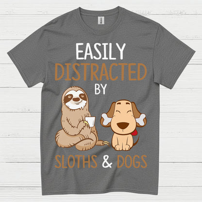 Easily Distracted Sloths And Dogs T Shirt