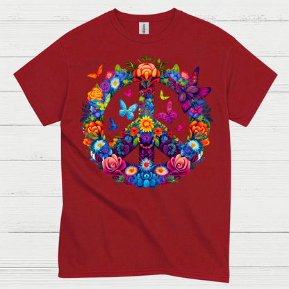 Floral Peace Sign Hippie T Shirt