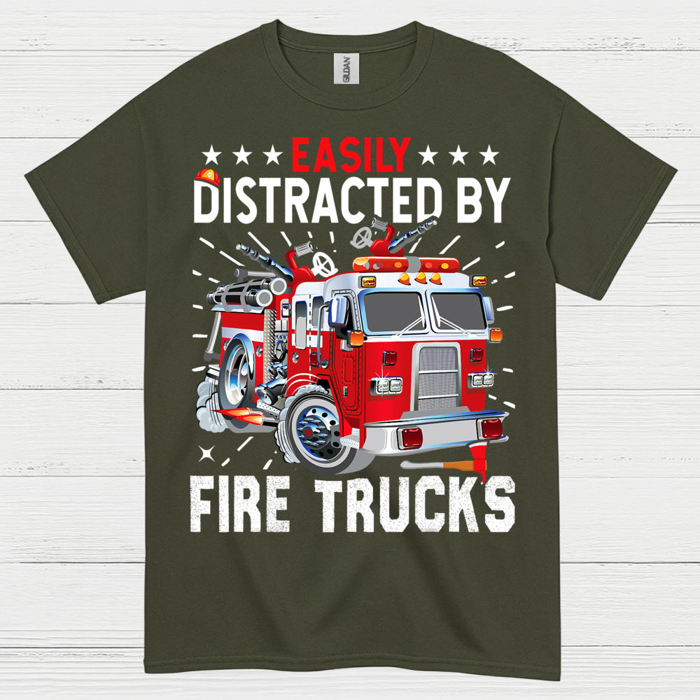 Easily Distracted By Fire Trucks T Shirt