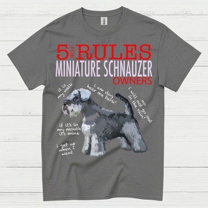 5 Rules for Miniature Schnauzer Owners Funny T Shirt