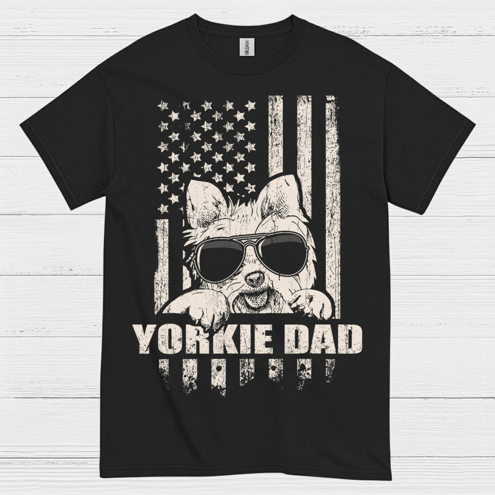 Yorkie Dad Patriotic Dog Lover T Shirt