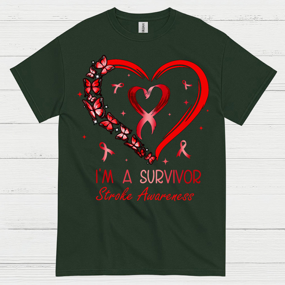 Proud Stroke Survivor Awareness Heart T Shirt