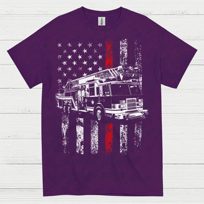 Firefighter Flag Fire Truck T Shirt