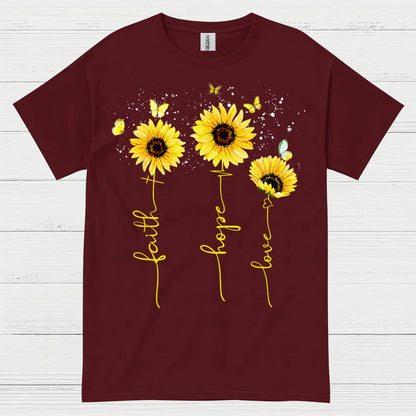 Faith Hope Love Sunflower Christian T Shirt