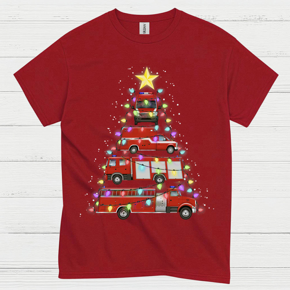 Fire Truck Christmas Tree Lights T Shirt