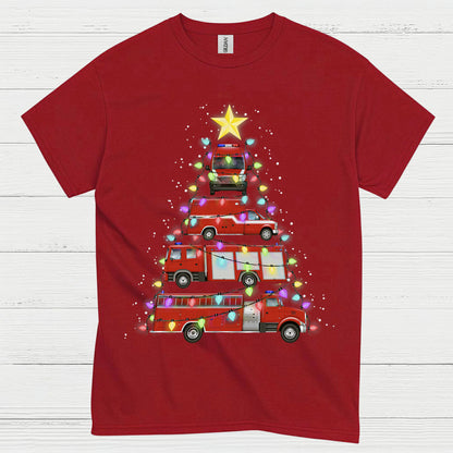Fire Truck Christmas Tree Lights T Shirt