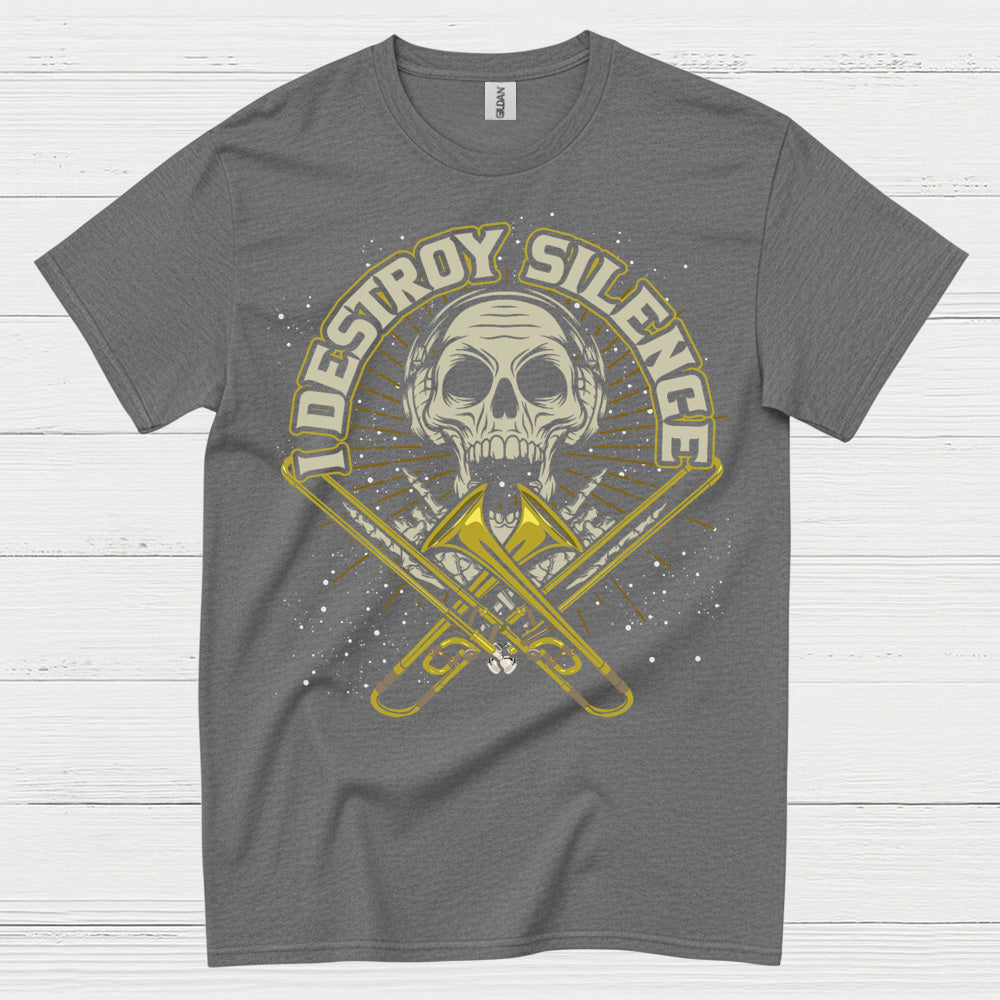 Destroy Silence Trombone Skull T Shirt