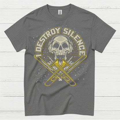 Destroy Silence Trombone Skull T Shirt