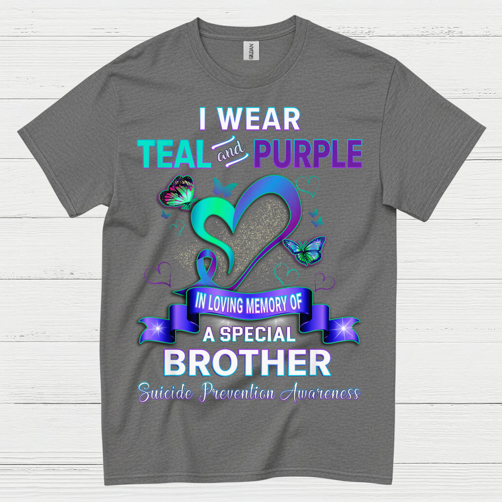 I Wear Teal Purple Brother Memory T Shirt