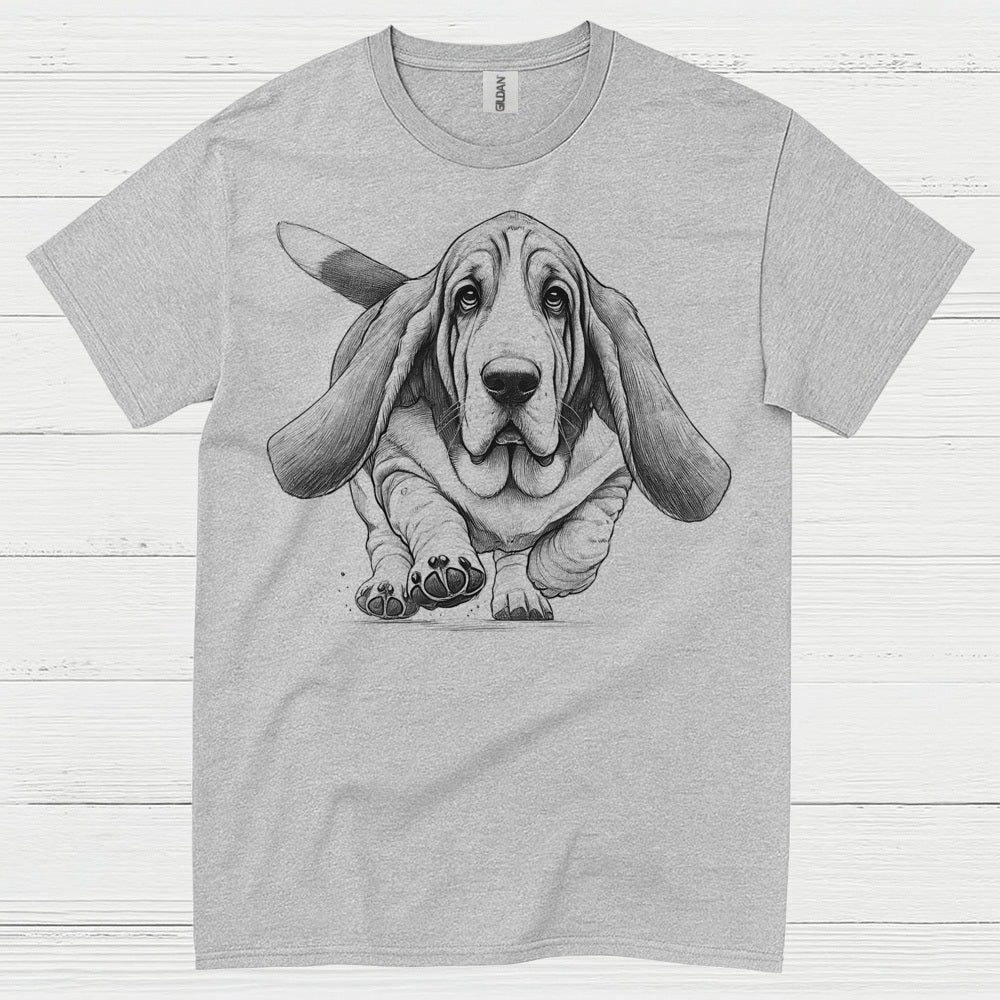 Cute Basset Hound Sketch Art T Shirt