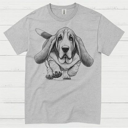 Cute Basset Hound Sketch Art T Shirt