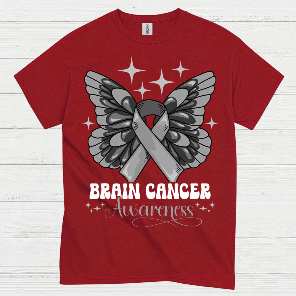 Butterfly Ribbon Brain Cancer Awareness T Shirt