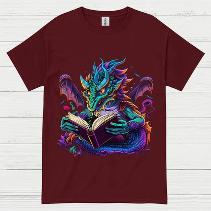 Reading Dragon Fantasy T Shirt