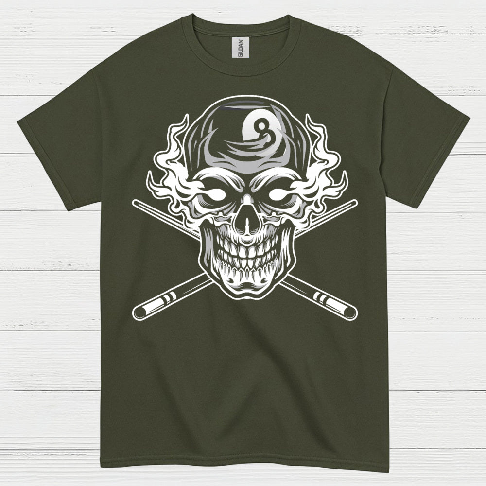 Skull 8 Ball Pool Player T Shirt