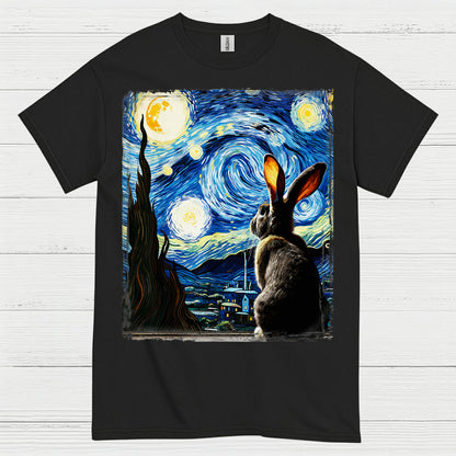 Quiet Bunny Starry Night Art T Shirt