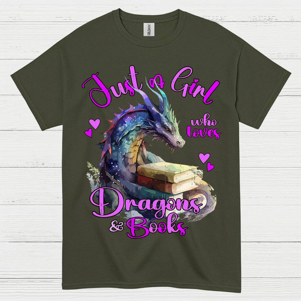 Dragon And Books Lover Girl T Shirt