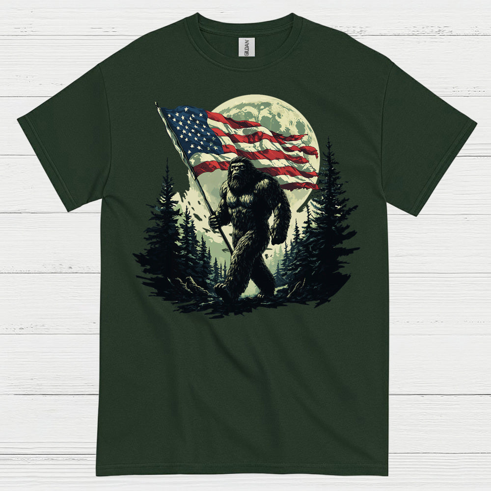 Freedom Walk American Flag Bigfoot T Shirt