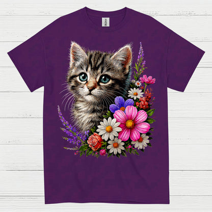 Cute Floral Cat Lover T Shirt