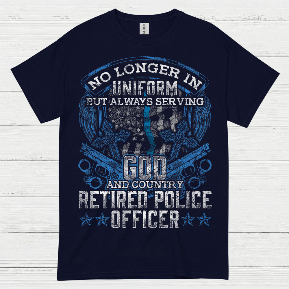Retired Police Officer God And Country T Shirt