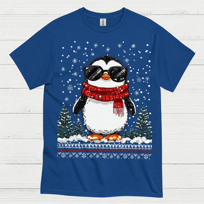 Cool Winter Penguin Christmas Graphic T Shirt