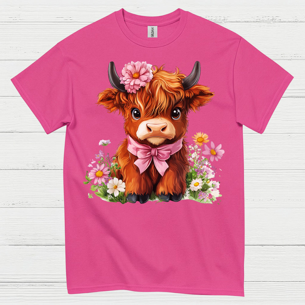 Cute Floral Baby Cow T Shirt