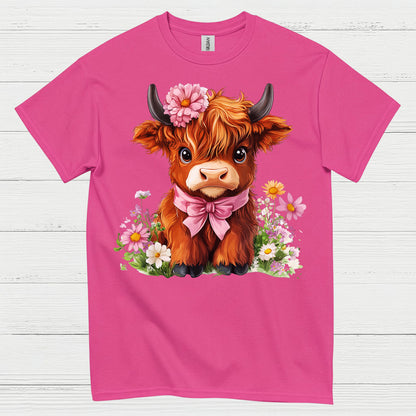 Cute Floral Baby Cow T Shirt
