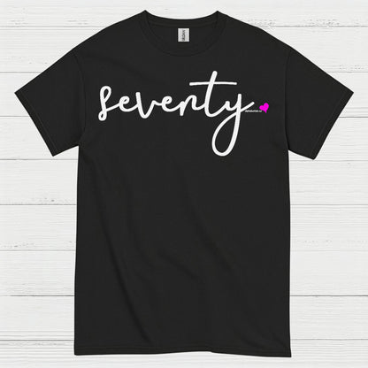 Seventy Minimal Script Birthday T Shirt