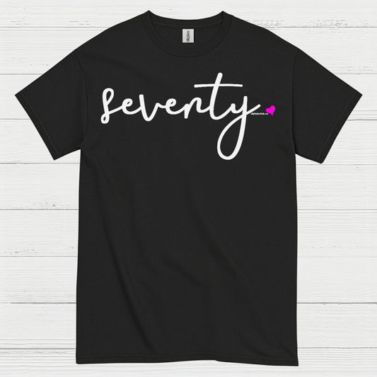 Seventy Minimal Script Birthday T Shirt