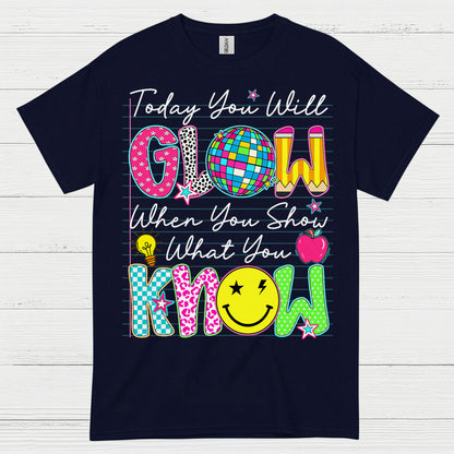 Glow with Knowledge Teacher T Shirt