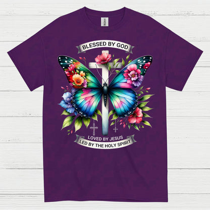 Blessed By God Butterfly Christian T Shirt