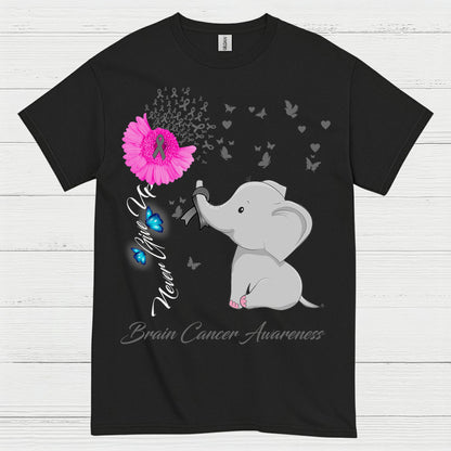 Never Give Up Brain Cancer Awareness T Shirt