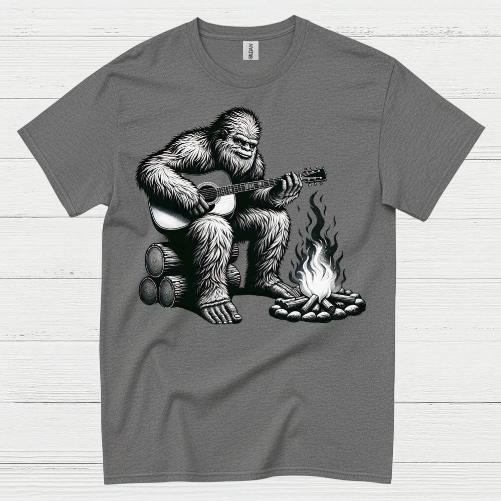 Bigfoot Playing Guitar Campfire T Shirt