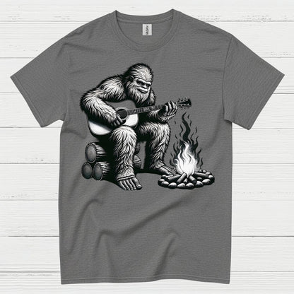 Bigfoot Playing Guitar Campfire T Shirt