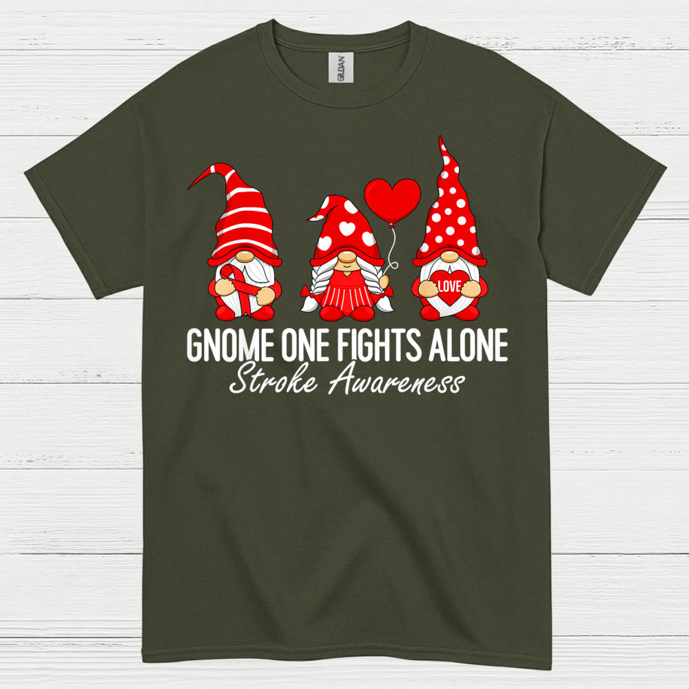 Gnome One Fights Alone Stroke Awareness T Shirt