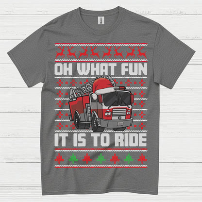 Oh What Fun It Is To Ride Fire Truck Christmas T Shirt