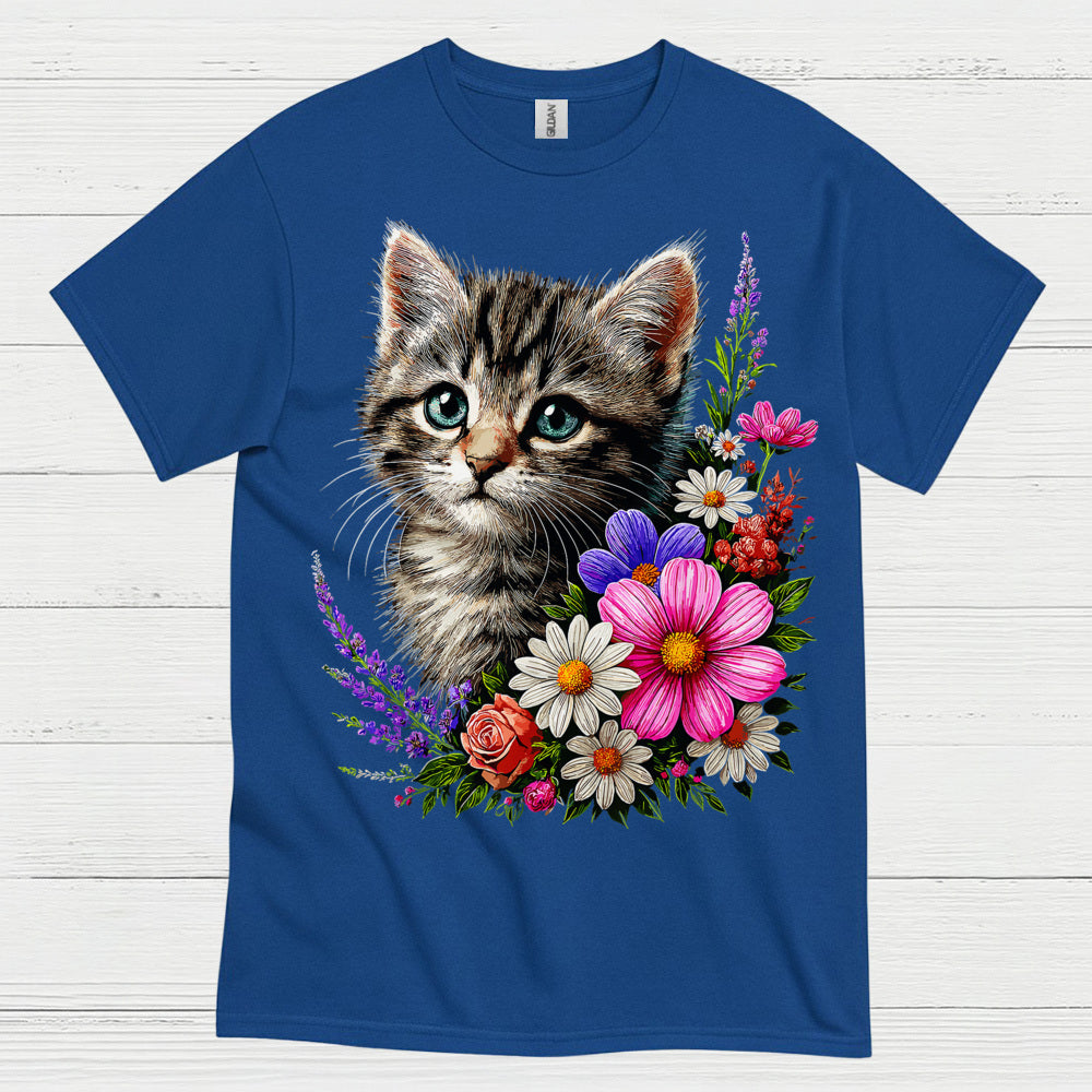 Cute Floral Cat Lover T Shirt