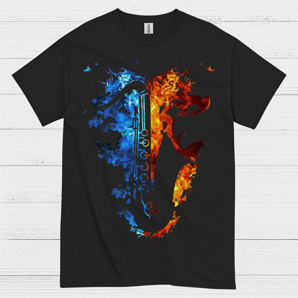 Fire And Ice Saxophone Music T Shirt