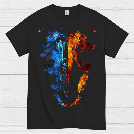 Fire And Ice Saxophone Music T Shirt