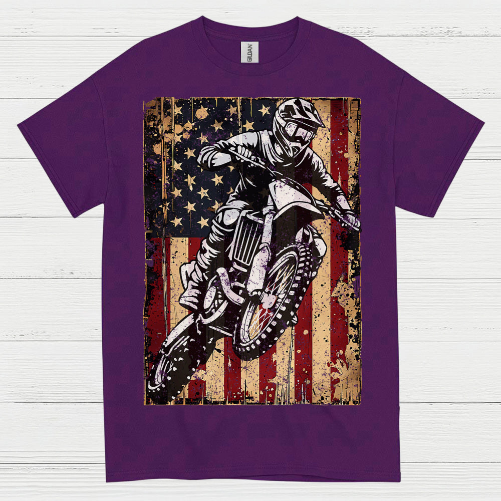 American Flag Motocross Rider Vintage T Shirt
