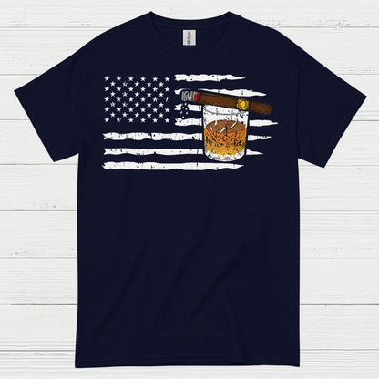 American Flag Whiskey And Cigar T Shirt