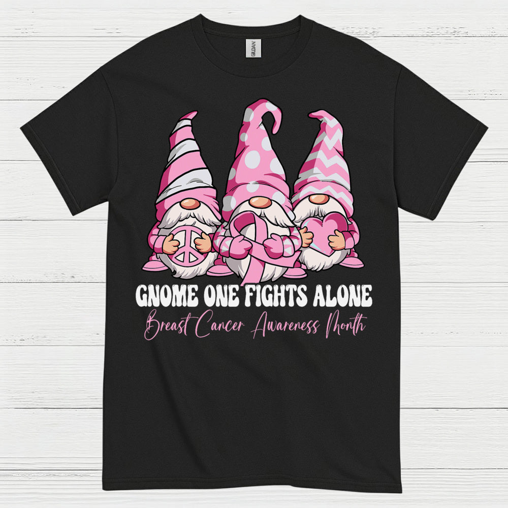 Gnome One Fights Alone Breast Cancer Awareness T Shirt