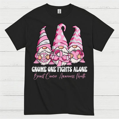 Gnome One Fights Alone Breast Cancer Awareness T Shirt