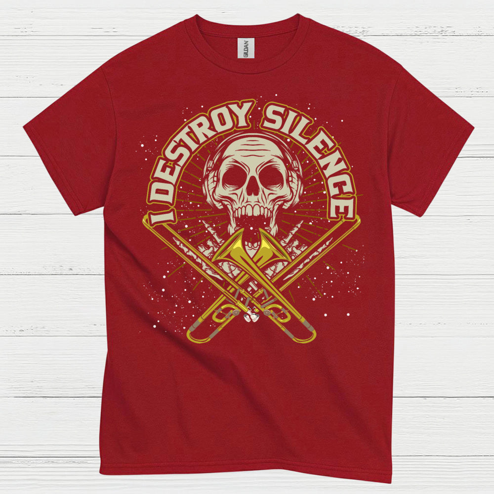 Destroy Silence Trombone Skull T Shirt